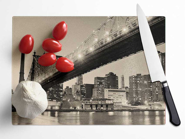 Queensboro Bridge Twilight Glass Chopping Board