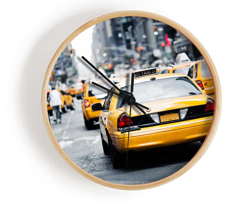 Yellow Taxis On The City Streets Clock - Wallart-Direct UK