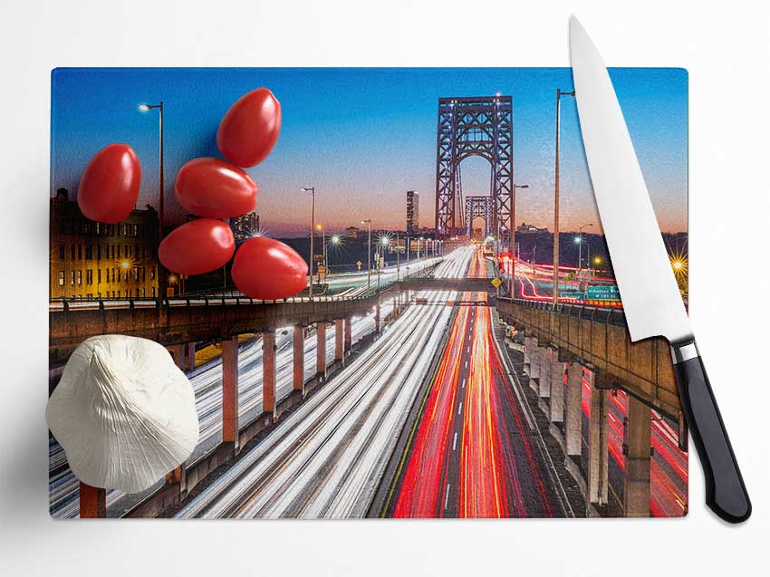 George Washington Bridge Glass Chopping Board