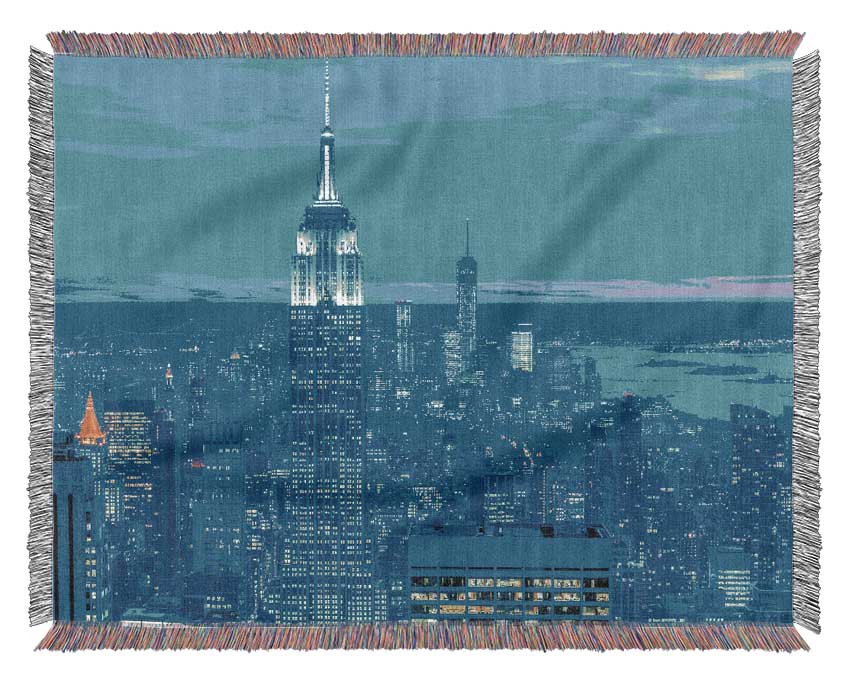 Empire State Building Blues Woven Blanket