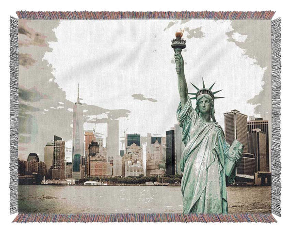 Statue Of Liberty Flame Woven Blanket