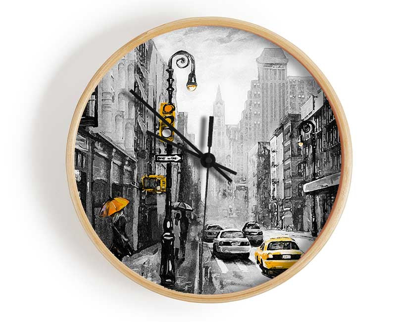 Yellow Cabs In The Streets Of NYC Clock - Wallart-Direct UK