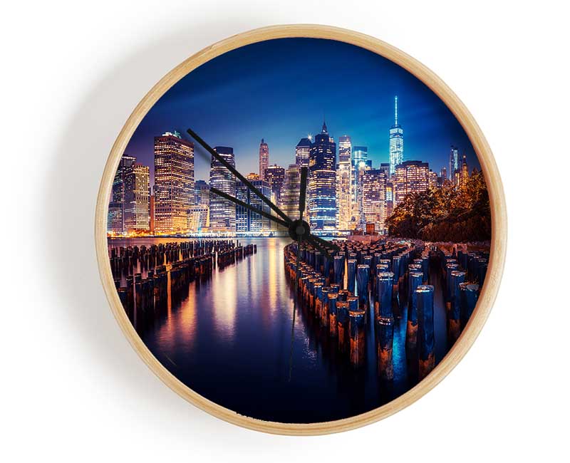 Twinkling Lights Of The Big City Clock - Wallart-Direct UK