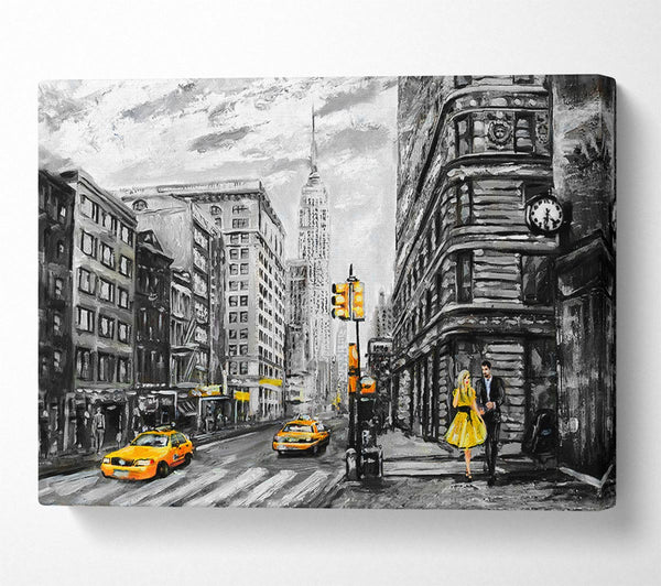 Picture of Romantic Walk In The Big Yellow City Canvas Print Wall Art