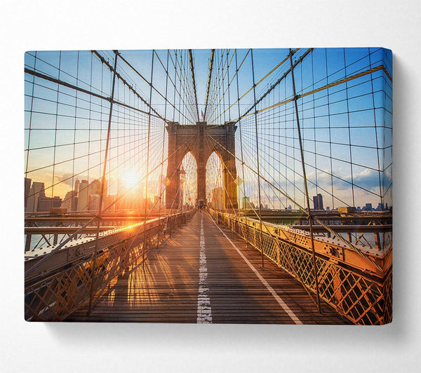 Picture of Sunset Through Brooklyn Bridge Canvas Print Wall Art