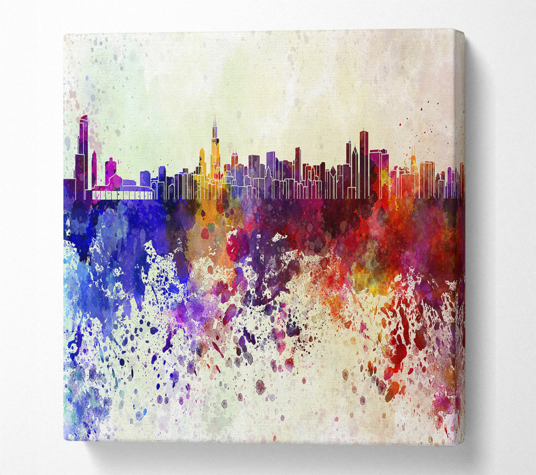 A Square Canvas Print Showing Rainbow Splash 1 Square Wall Art