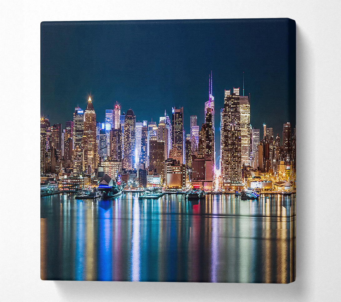 A Square Canvas Print Showing Reflections From The Big Apple Square Wall Art