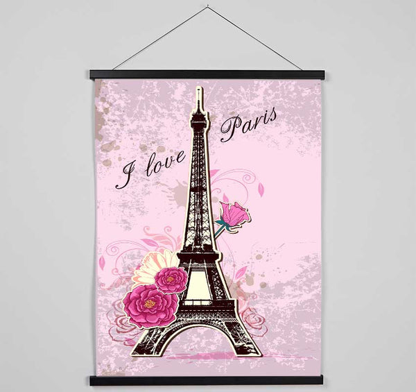 Eiffel Tower Love 1 Hanging Poster - Wallart-Direct UK