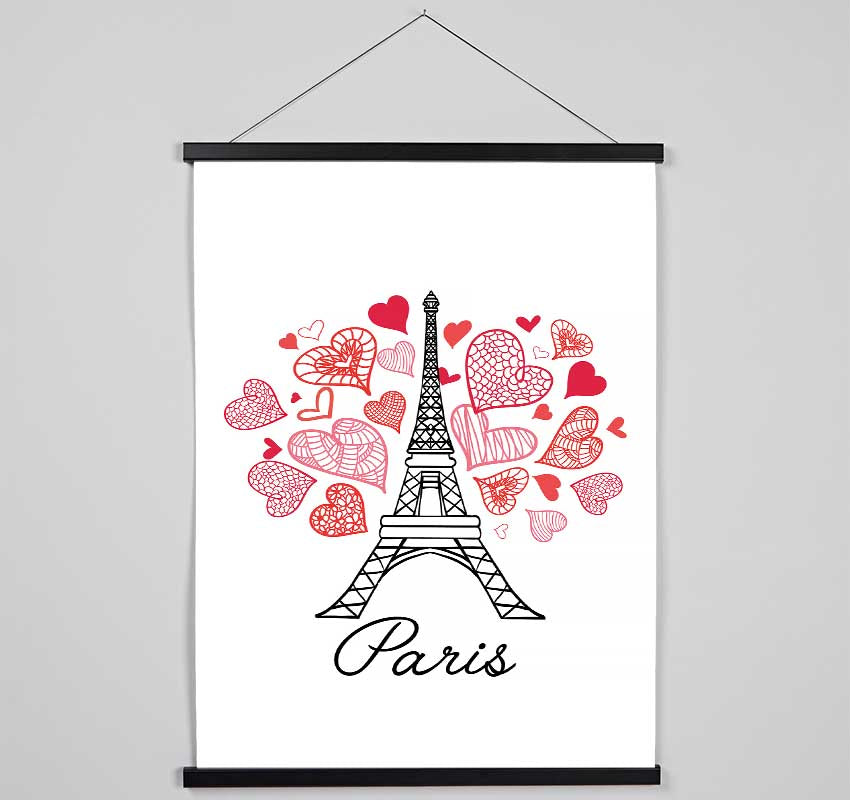 Eiffel Tower Love 2 Hanging Poster - Wallart-Direct UK