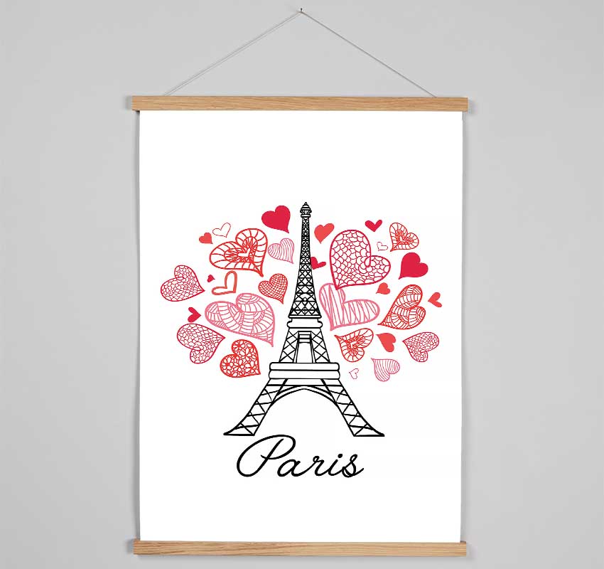 Eiffel Tower Love 2 Hanging Poster - Wallart-Direct UK