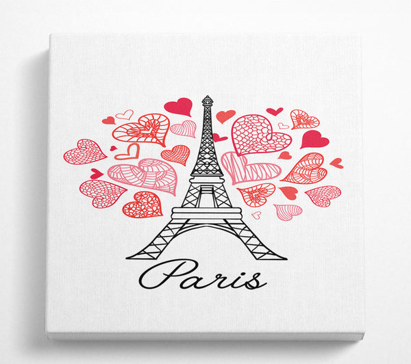 A Square Canvas Print Showing Eiffel Tower Love 2 Square Wall Art