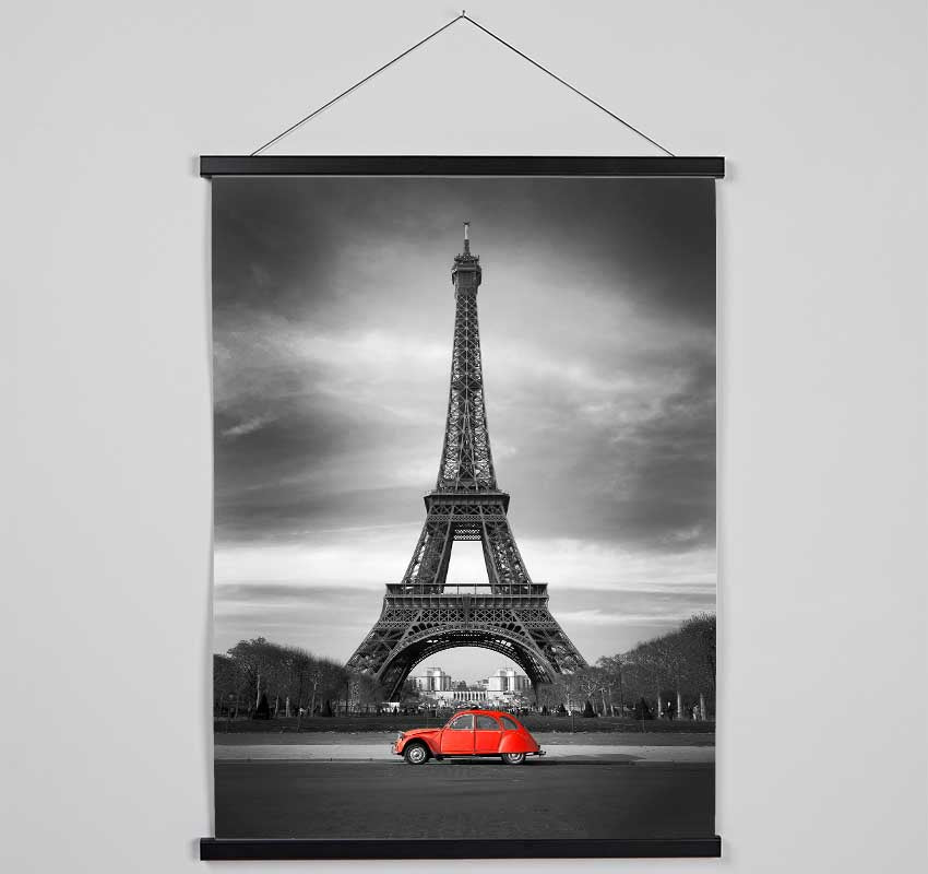 Eiffel Tower Red Car Hanging Poster - Wallart-Direct UK