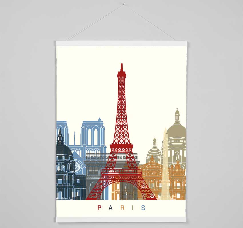 Eiffel Tower Retro 1 Hanging Poster - Wallart-Direct UK