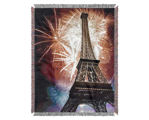 Eiffel Tower Fireworks 1 Woven Blanket