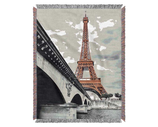 Eiffel Tower Over The River Seine 5 Woven Blanket