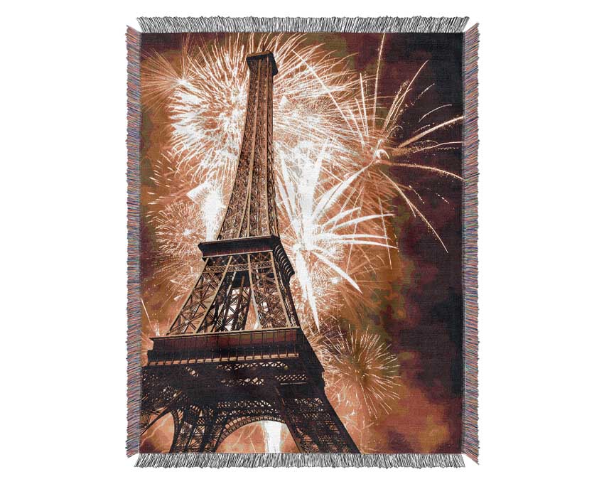 Eiffel Tower Fireworks 2 Woven Blanket