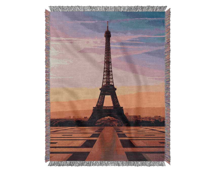 Eiffel Tower Sunset 3 Woven Blanket