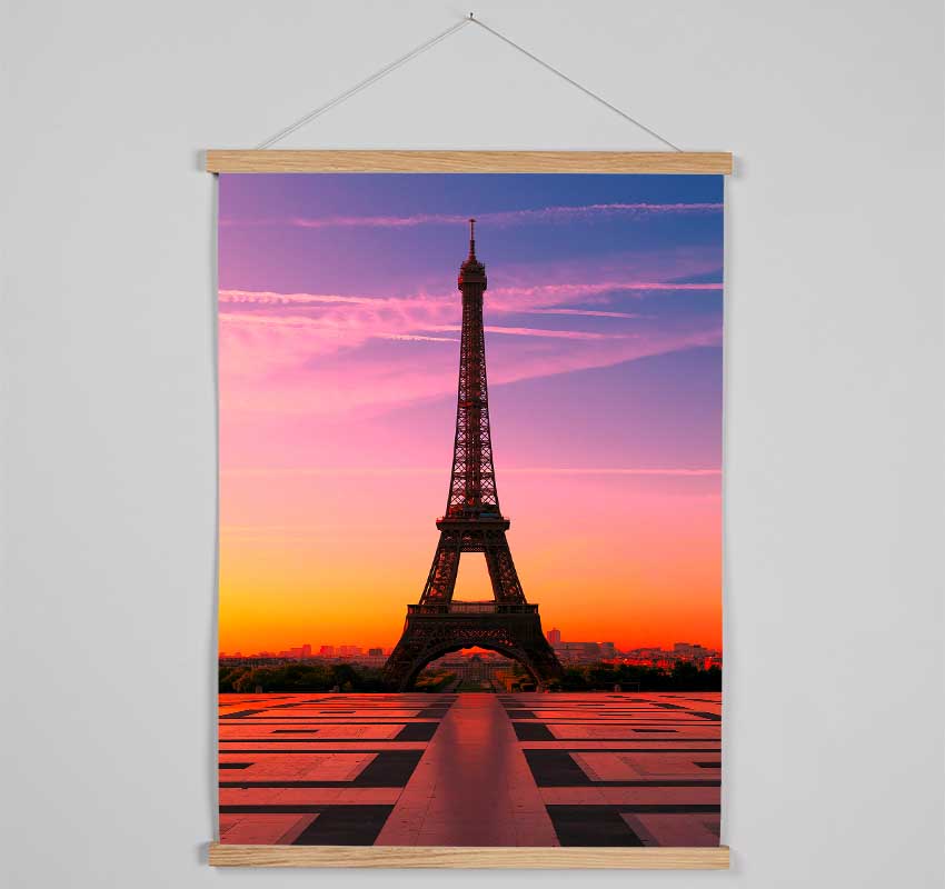 Eiffel Tower Sunset 3 Hanging Poster - Wallart-Direct UK