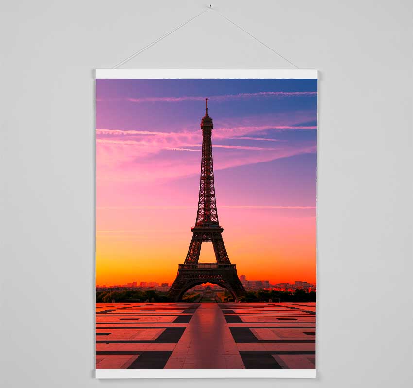 Eiffel Tower Sunset 3 Hanging Poster - Wallart-Direct UK