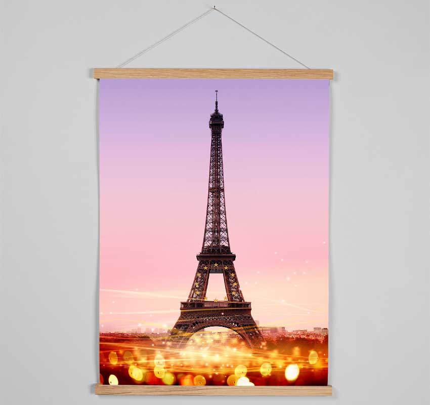 Eiffel Tower Sunset 4 Hanging Poster - Wallart-Direct UK