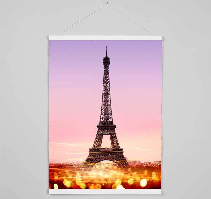 Eiffel Tower Sunset 4 Hanging Poster - Wallart-Direct UK