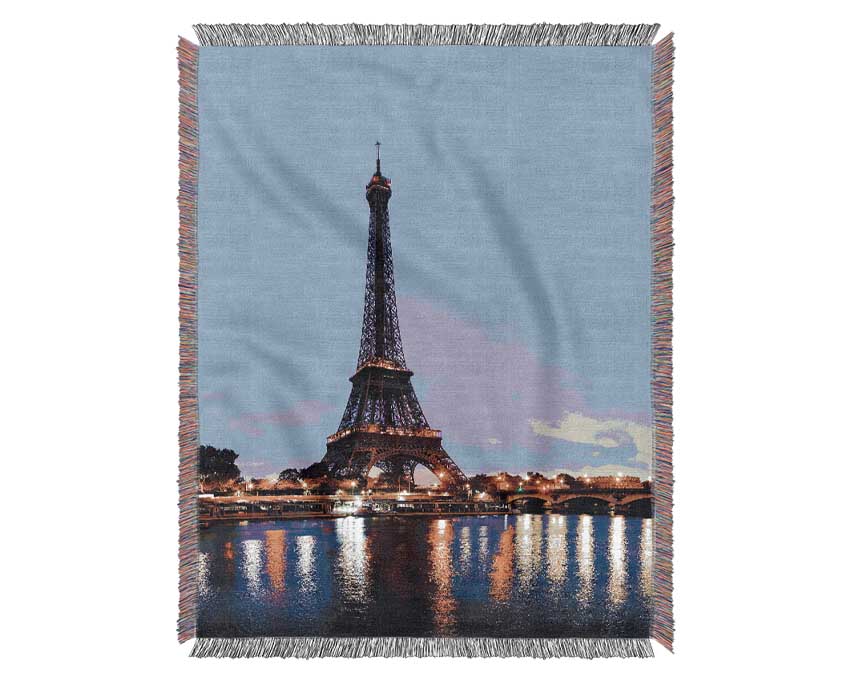 Eiffel Tower Dusk Woven Blanket