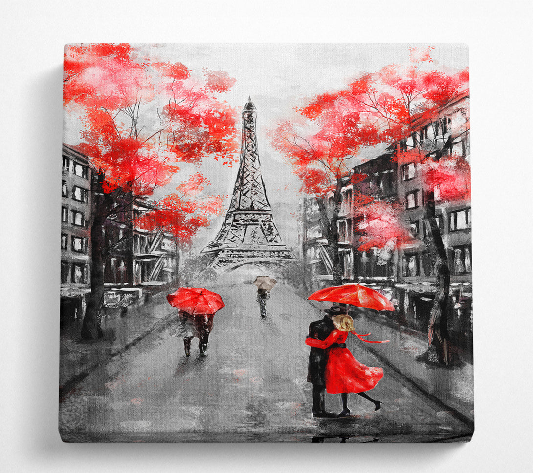 A Square Canvas Print Showing Eiffel Tower Streets 17 Square Wall Art