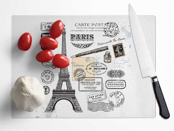 Eiffel Tower Retro Post Glass Chopping Board