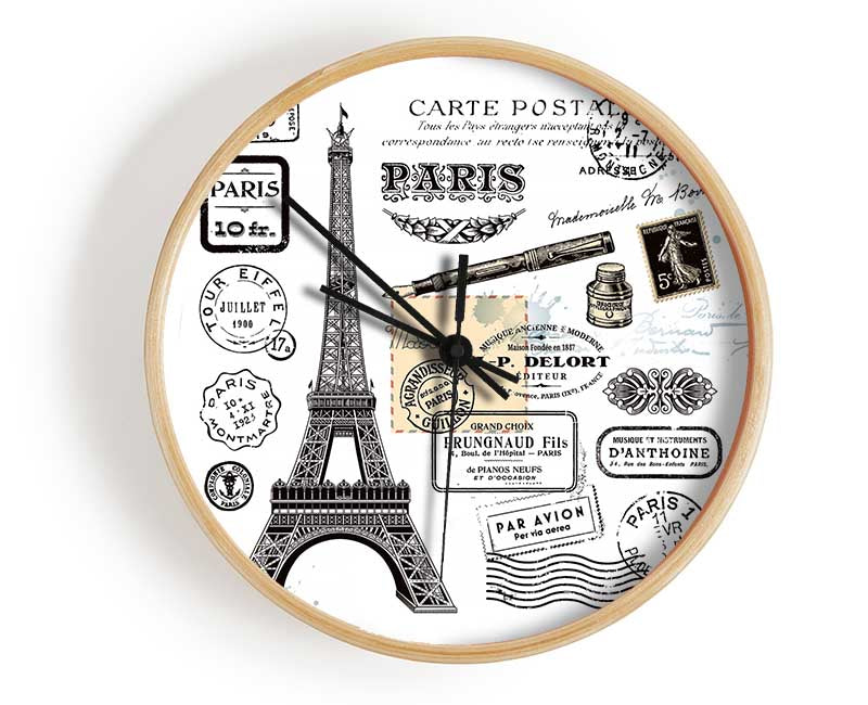 Eiffel Tower Retro Post Clock - Wallart-Direct UK