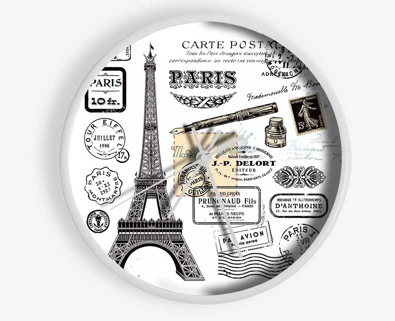 Eiffel Tower Retro Post Clock - Wallart-Direct UK