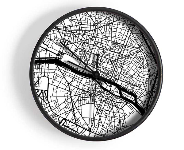 Map Of The City 3 Paris Clock - Wallart-Direct UK