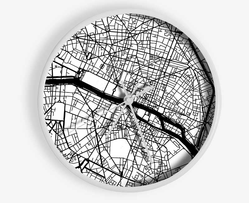 Map Of The City 3 Paris Clock - Wallart-Direct UK