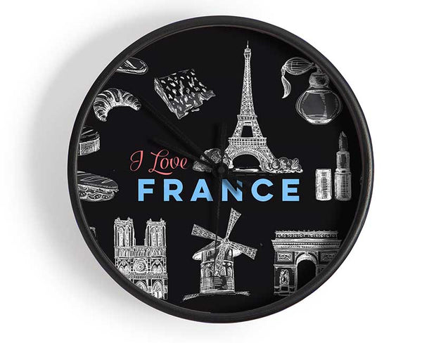 I Love France Clock - Wallart-Direct UK