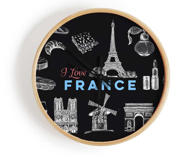 I Love France Clock - Wallart-Direct UK