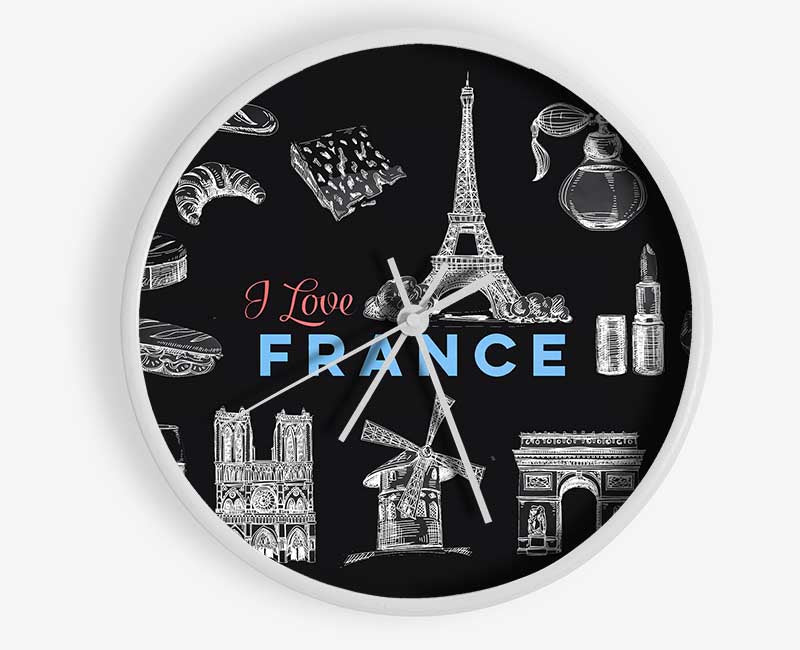 I Love France Clock - Wallart-Direct UK