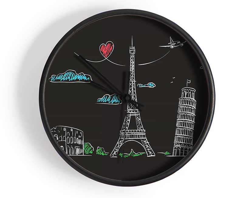 Famous Citys Of The Europe 1 Clock - Wallart-Direct UK