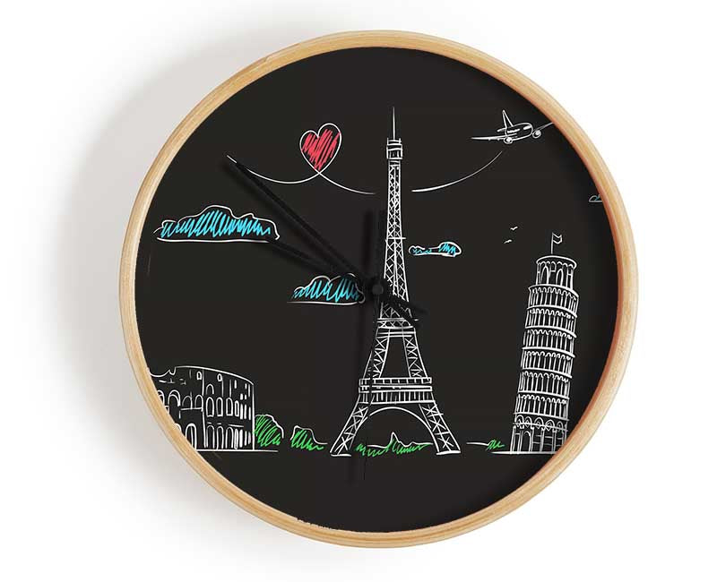 Famous Citys Of The Europe 1 Clock - Wallart-Direct UK