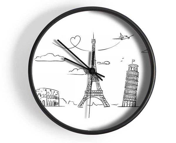 Famous Citys Of The Europe 2 Clock - Wallart-Direct UK