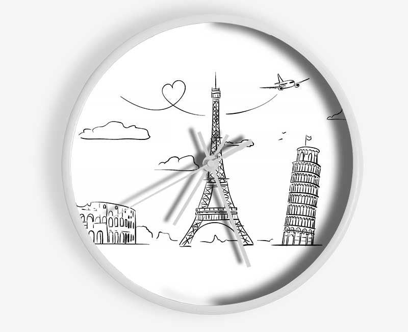 Famous Citys Of The Europe 2 Clock - Wallart-Direct UK