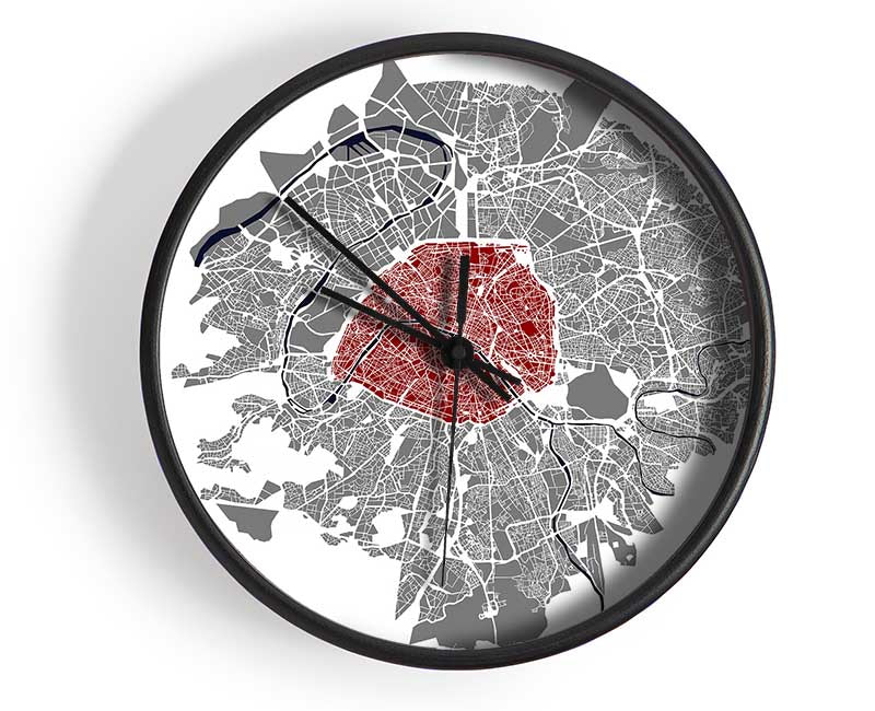 Map Of The City 5 Paris Clock - Wallart-Direct UK