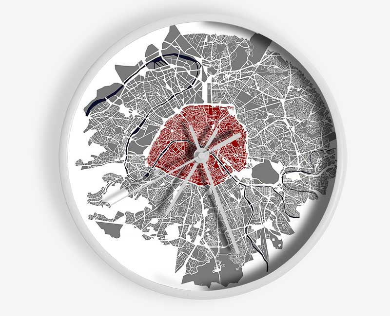 Map Of The City 5 Paris Clock - Wallart-Direct UK