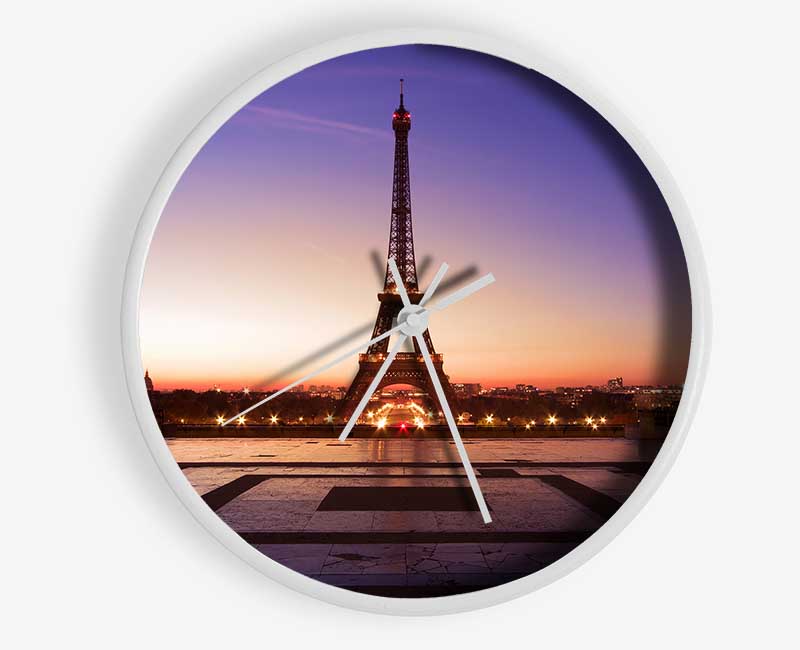 Eiffel Tower Sunset 7 Clock - Wallart-Direct UK