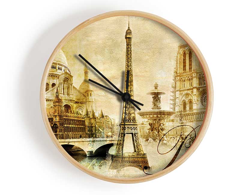 Eiffel Tower Retro 13 Clock - Wallart-Direct UK