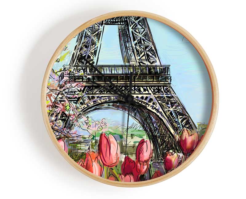 Eiffel Tower Close Up 3 Clock - Wallart-Direct UK