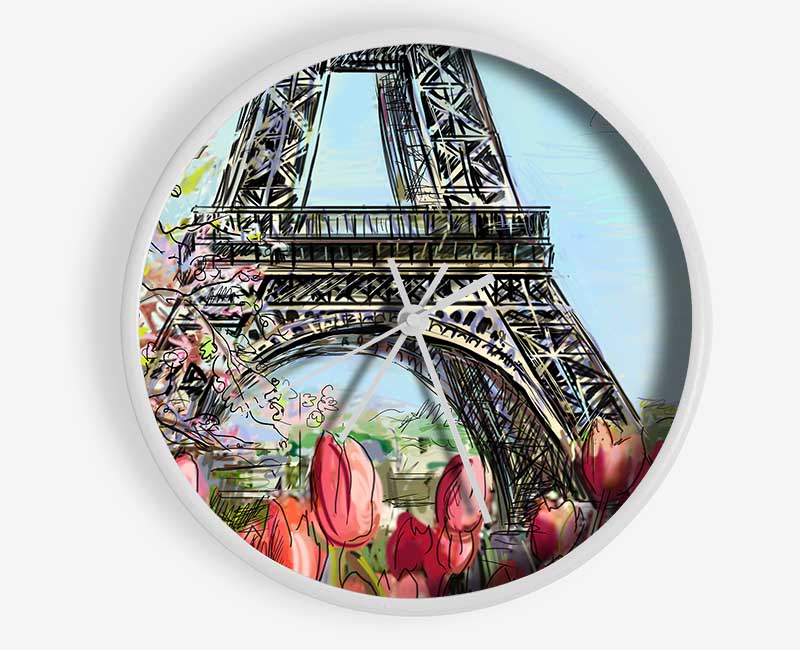 Eiffel Tower Close Up 3 Clock - Wallart-Direct UK