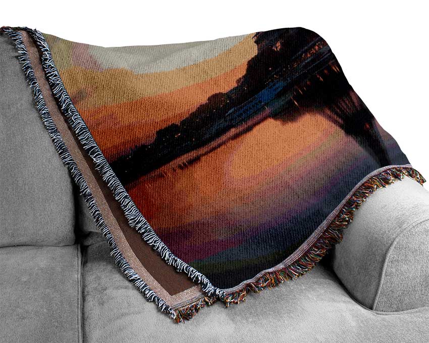 Eiffel Tower Over The River Seine 4 Woven Blanket