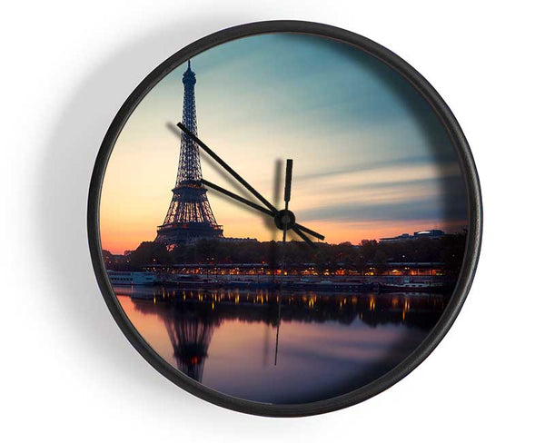 Eiffel Tower Over The River Seine 4 Clock - Wallart-Direct UK