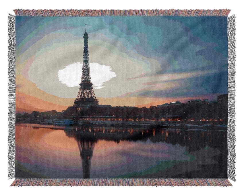 Eiffel Tower Over The River Seine 4 Woven Blanket