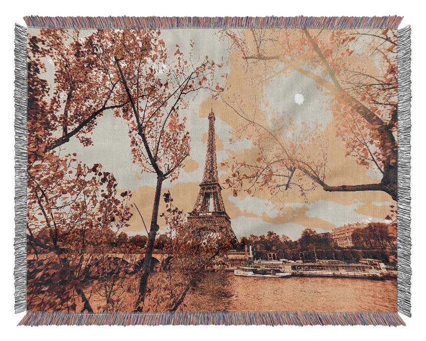 Eiffel Tower Retro 12 Woven Blanket