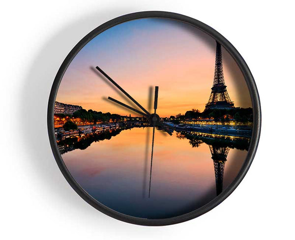 Eiffel Tower Over The River Seine 3 Clock - Wallart-Direct UK